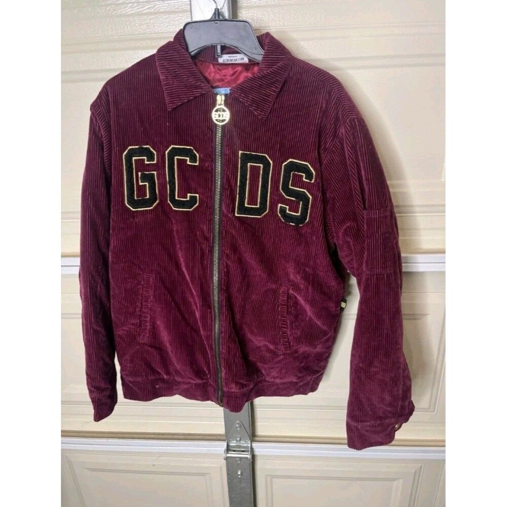 GCDS Wear 2018 Snow Season Burgundy Velour Varsity Jacket Men Sz M RARE